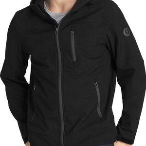 GH Bass & Co Explorer Jacket Mens Large Black/gray Softshell Hooded Full Zip